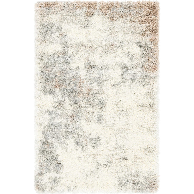 Round  Abstract Machine Made 8' Polypropylene Area Rug in Gray/Ivory/Brown, Rectangle 3'3" x 5'3"