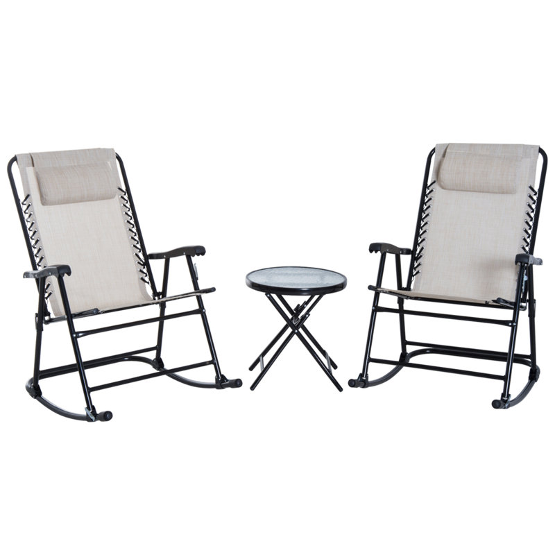 Ensemble de chaises berçantes 3 pièces Outsunny