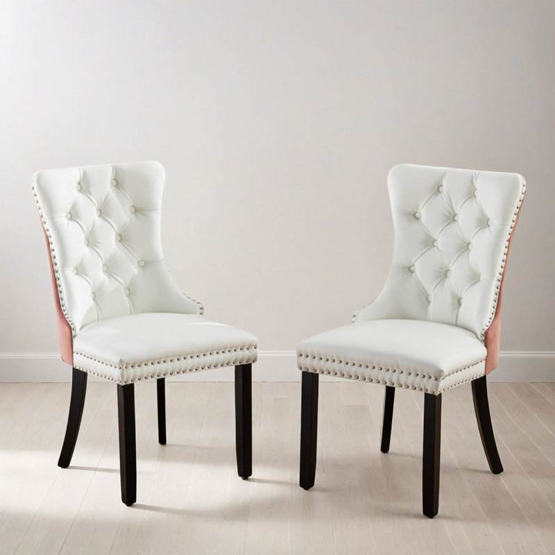 Chaise d'appoint rembourrée capitonnée à dossier à oreilles Parsons (ensemble de 2)