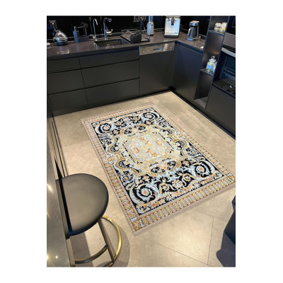 Machine Washable Barcelona Collection Multicolor Mixed Floral Pattern Traditional Patterned Vintage Decorative Rug