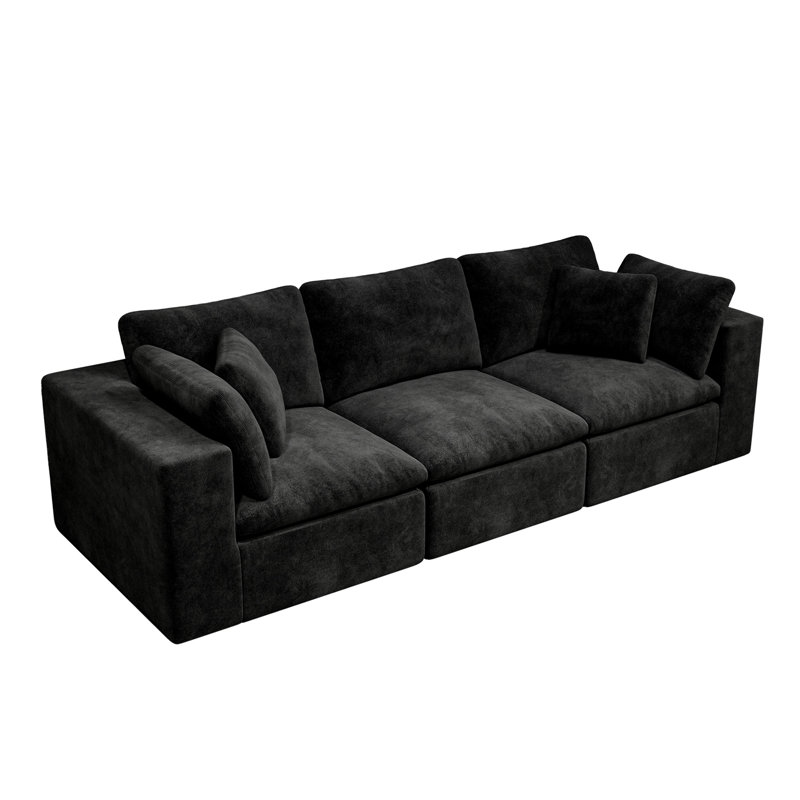 108.3*39.4"Modular Sectional Sofa Seat, Black Corduroy