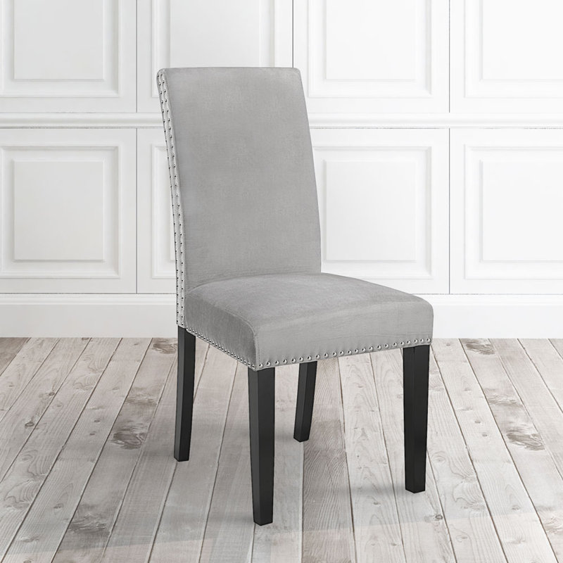 Vivian Velvet Upholstered Parsons Chair, Gray