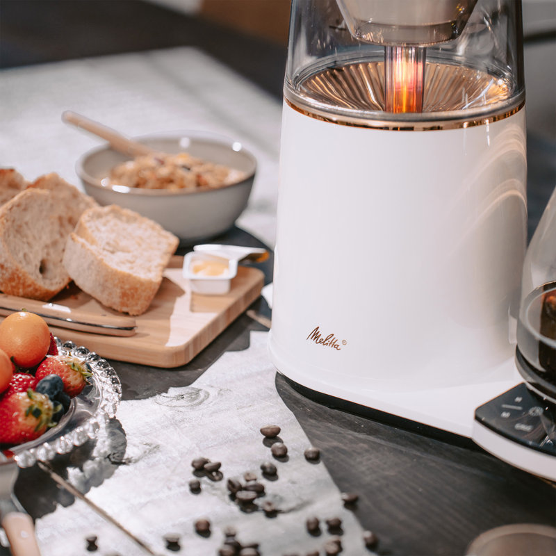 Cafetière de 12 tasses avec tableau de bord tournant Melitta Vision, Blanc et cuivre