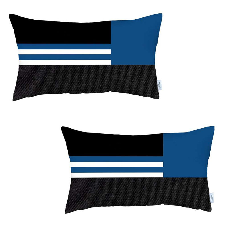 Insert de coussin réversible , Bleu géométrique