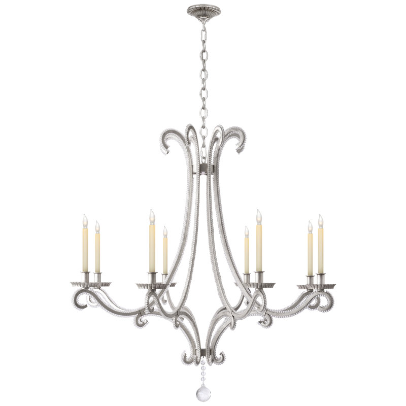 Oslo 8 - Light Glass Chandelier, Burnished Silver Leaf