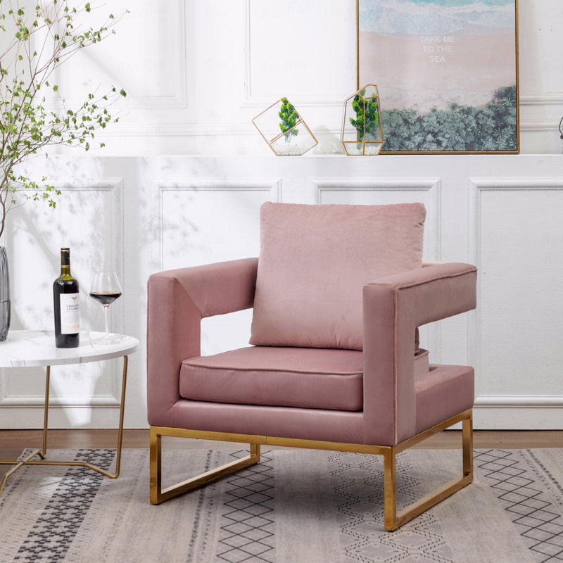 Fauteuil d'appoint rembourré Lenola, Tissu rose