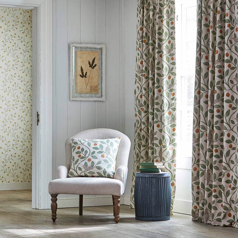 Damson Tree Fabric, Brick/Fennel