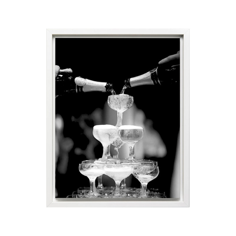 Verres à champagne, Canvas, 12"H x 16"W, White Framed
