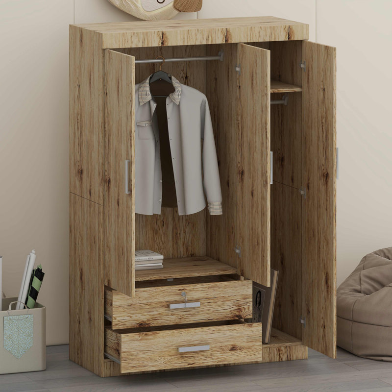 Armoire de rangement spacieuse avec une disposition polyvalente avec des tiroirs intégrés et des tiges de suspension robustes