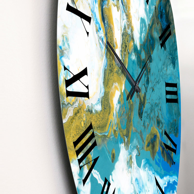 Horloge murale moderne bleue et blanche, Grand