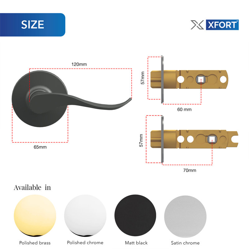 XFORT Cabriole Entrance Knob Set, Door Knob with Lock for Internal Wooden Doors, Complete Set with Tubular Latch and 3 Keys