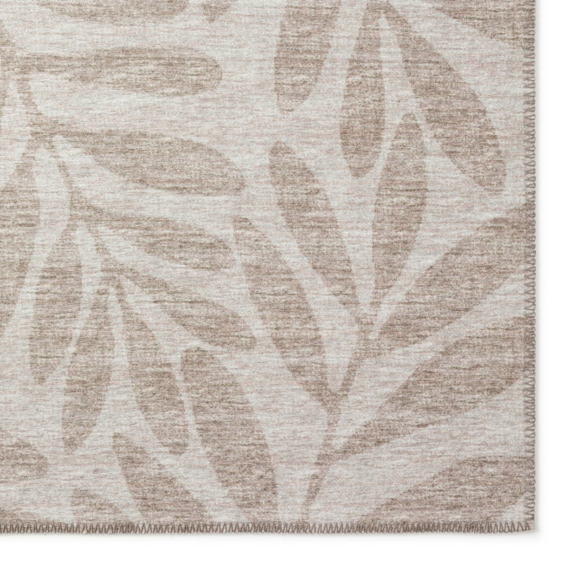 Tapis beige tissé à la machine Emmly, Rond 8 pi