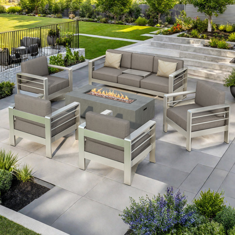 Caggiano 7 - Person Patio Conversation Set with Cushions