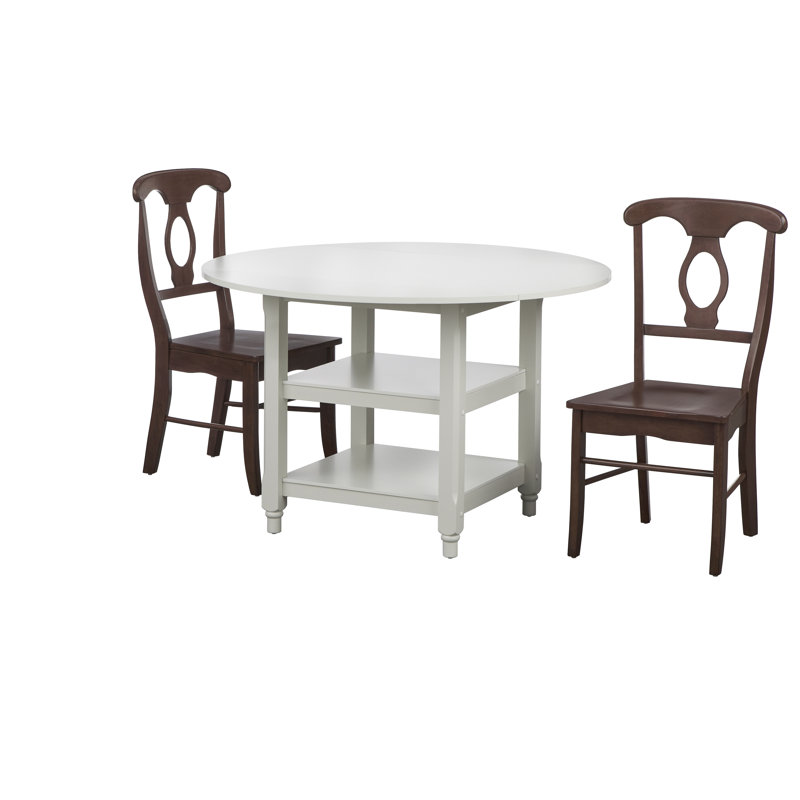 Ensemble de salle à manger rond Napoli, 3 pièces: table, 2 chaises, Brun