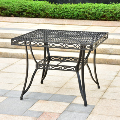 Anzum Square Metal Outdoor Dining Table With Umbrella Hole , in. W 39'' in. D