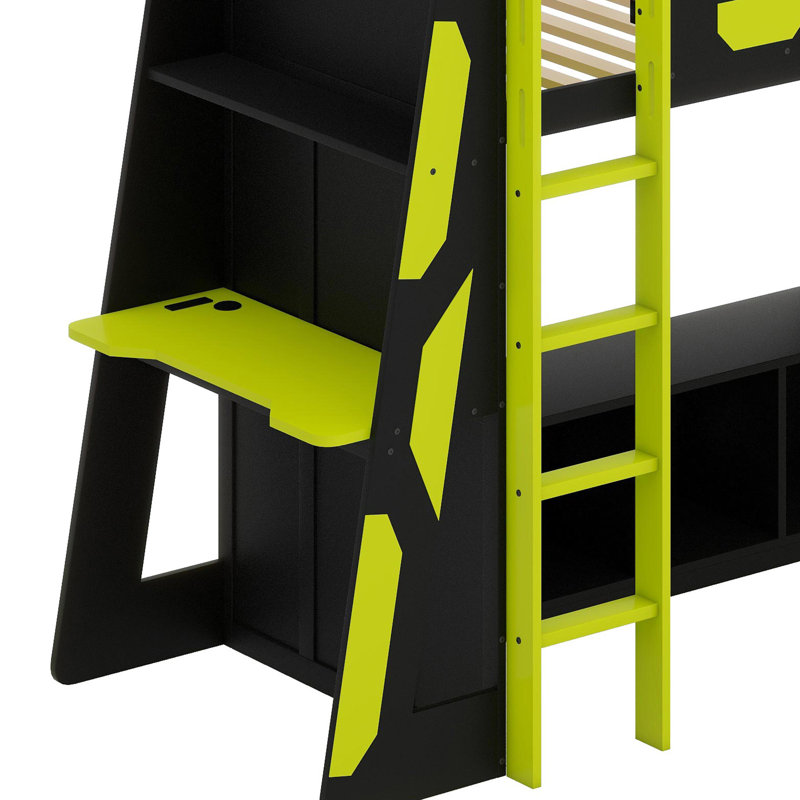 Base de lit en forme de L avec lumières DEL RVB, Vert