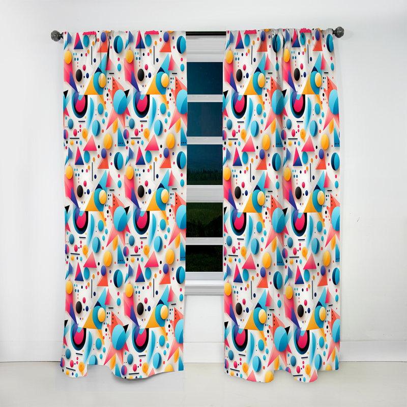 Motif tendance rose et bleu Mid-Century I - Rideau abstrait - Velours obscurcissant - 1 panneau, L 52 po x L 108 po