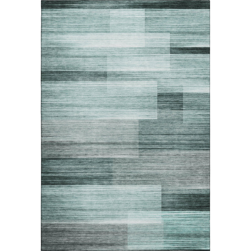 Premium Machine Washable Mayfield AMF2082 Striped Rug, Teal, 2'6" x 3'10"
