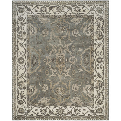 Colliers Hand Tufted Indian Wool New Zealand Wool Oriental Rug in Cream/Grey