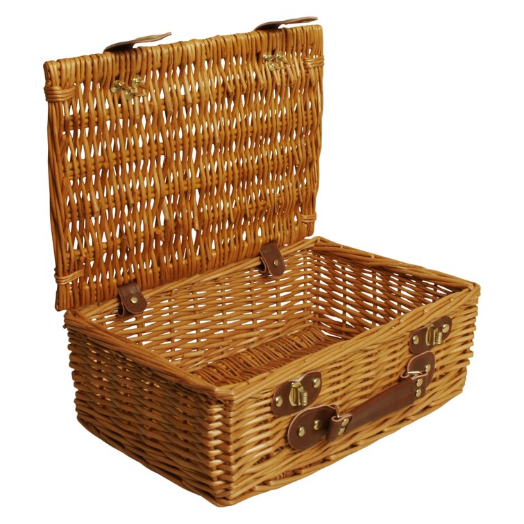 Waldimports Leather   Faux Leather Picnic Basket 