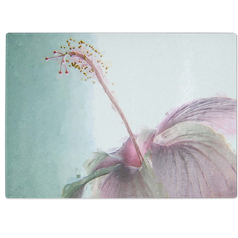 Tempered Glass Hibiscus Flower Chopping Board, 39 cm W x 28.5 cm L