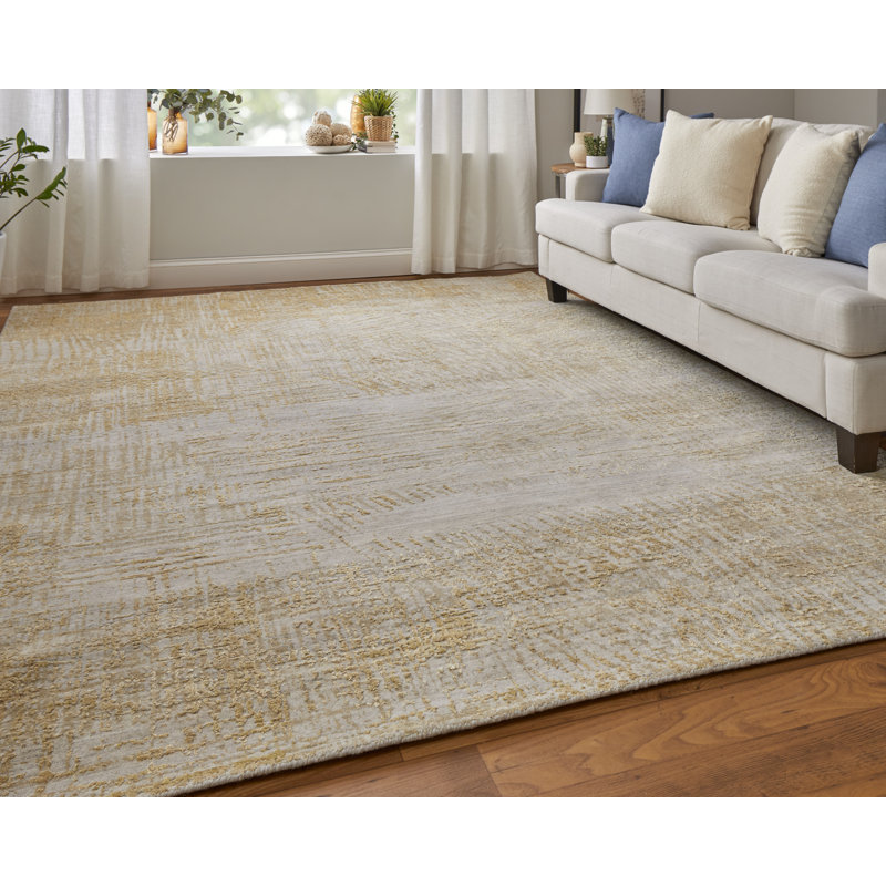 Eastfield Abstract Area Rug in Gold/Ivory, Rectangle 4' x 6'