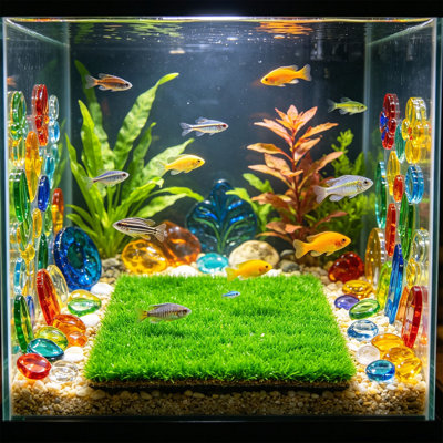 Artificial Turf Aquarium Substrate Aquatic Plants Artificial Grass Dense Grass Mats Green Plants Mats Aquarium Decorations