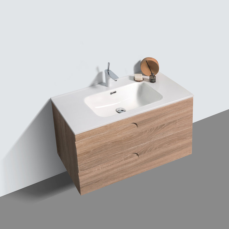 Ensemble de meuble-lavabo mural simple 39 po Alberthe Jessie-Lee, Brun
