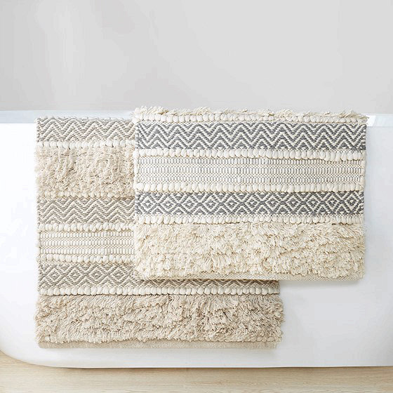Woven Texture Stripe Bath Rug Grey 22X58"
