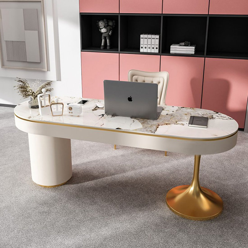 Bureau double caisson en pierre avec tiroirs, H 29,53 po x l 55,12 po x P 23,62 po, Oui