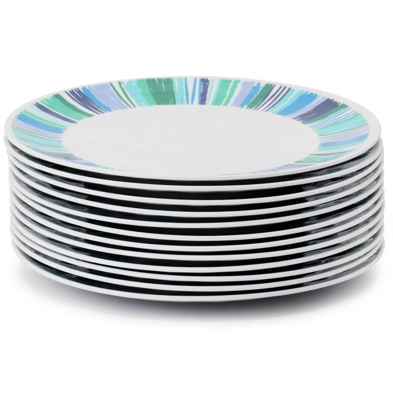 Ensemble de 12 assiettes à dessert en mélamine de 12 pouces, empilables et lavables au lave-vaisselle