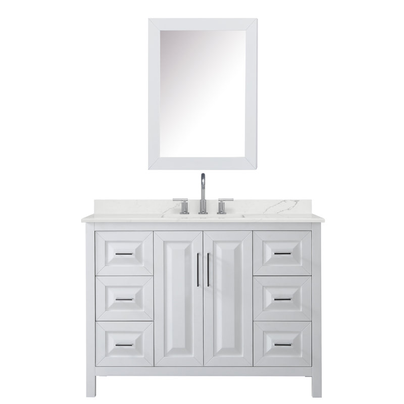 Daria 48'' W Vanity, White, Polished Chrome, Giotto Quartz