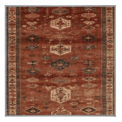 Machine Washable Turkish Brown Area Rug