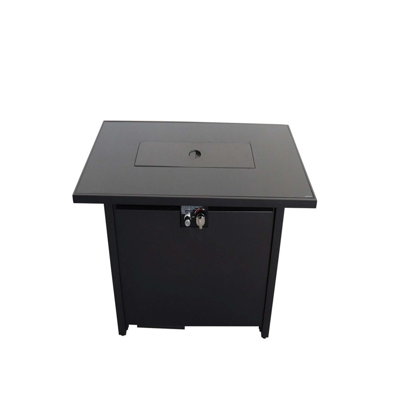Table de foyer d'extérieur en acier avec couvercle