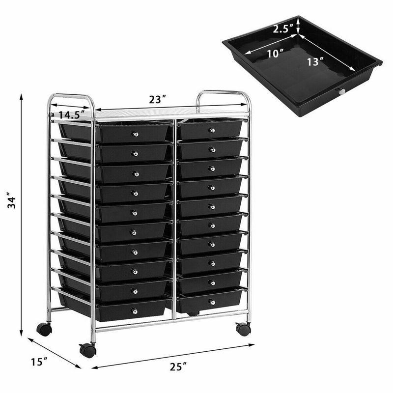 34'' H x 25'' W Utility Cart with Wheels