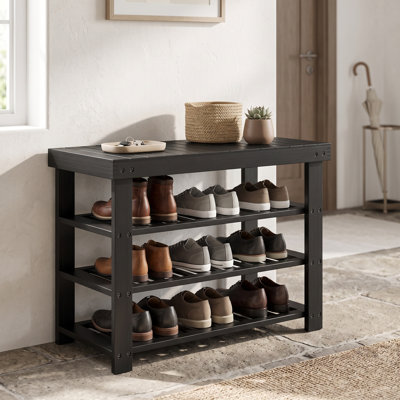 Étagère à chaussures à 3 niveaux, banc d'entrée