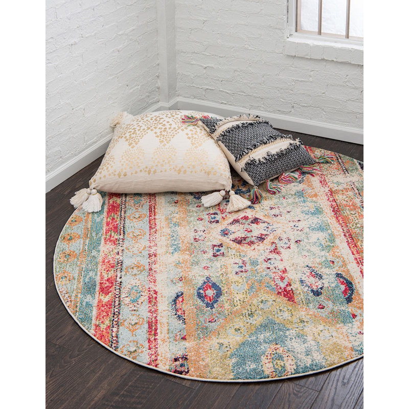Newburyport Southwestern Area Rug, Round 3'3", Red