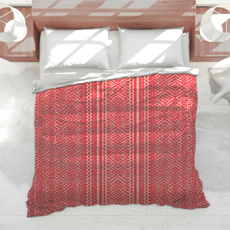 Red Geometric Pattern Comforter, Twin Extra Long