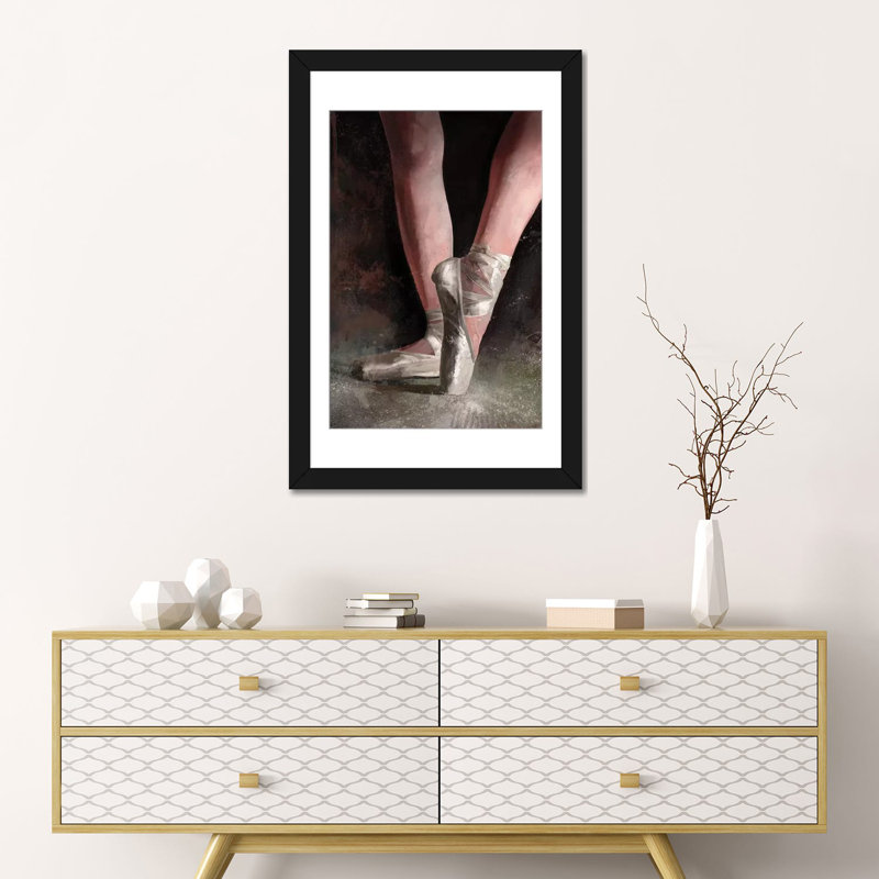 «Graceful Slipper», impression sur toile, H 24 po x l 16 po x P 1 po, Papier d'art encadré noir, Blanc
