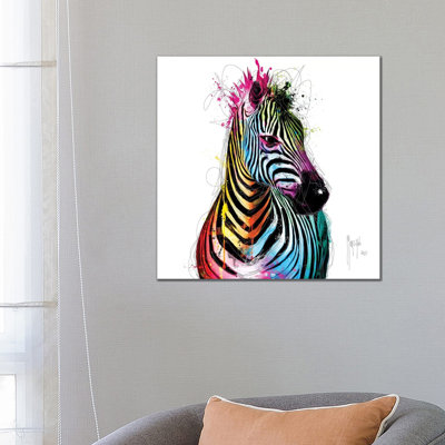 Zebra Pop 1 Piece Wrapped Canvas Painting