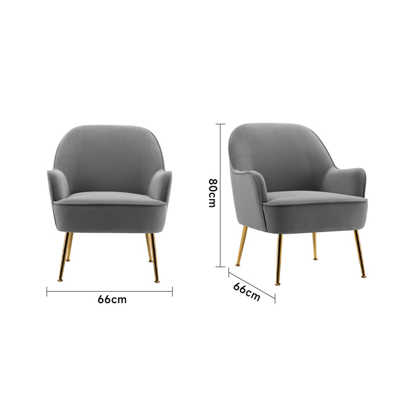Ebenezer Velvet Armchair, Grey