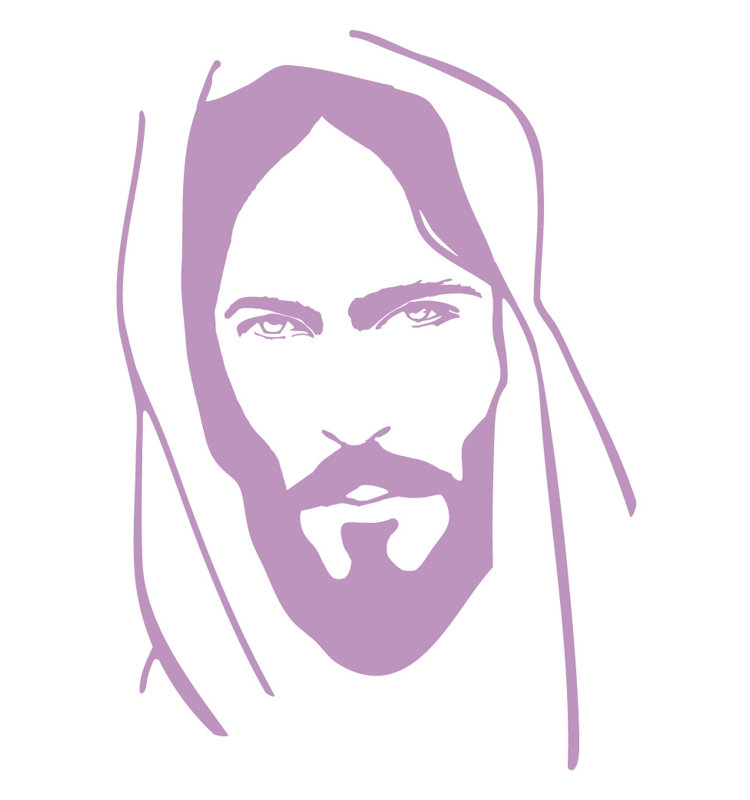 Décalcomanie murale face of jesus, H 48 po x l 33 po x P 0,01 po, Lilas