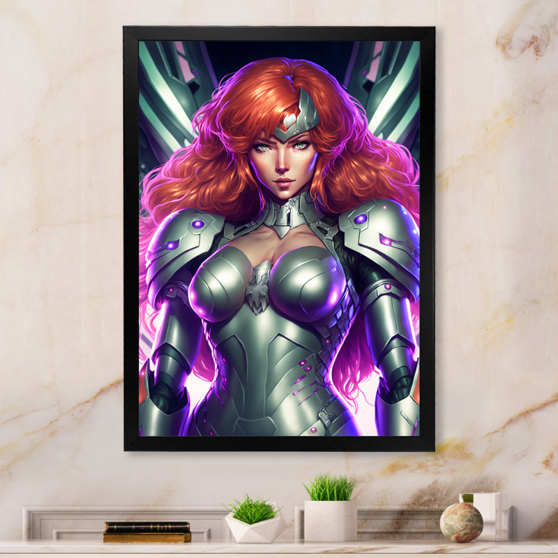 Chaysten, chevalier Seiya en armure brillante II sur toile, H 32 po x l 24 po x P 1 po, Cadre photo noir