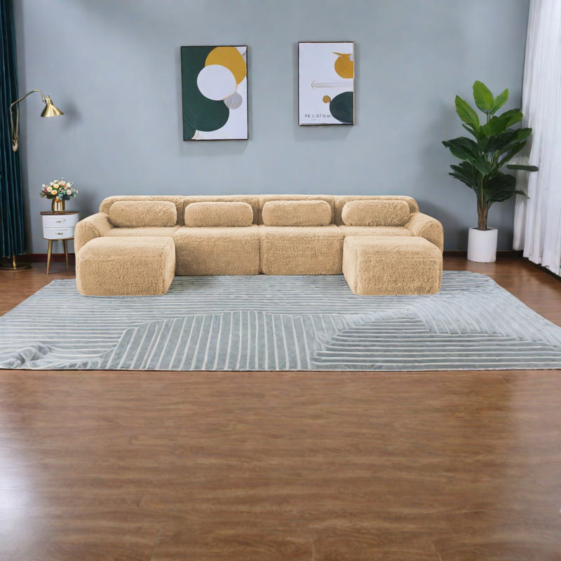 Canapés ergonomiques et modulaires, tissu moelleux, design polyvalent pour le salon