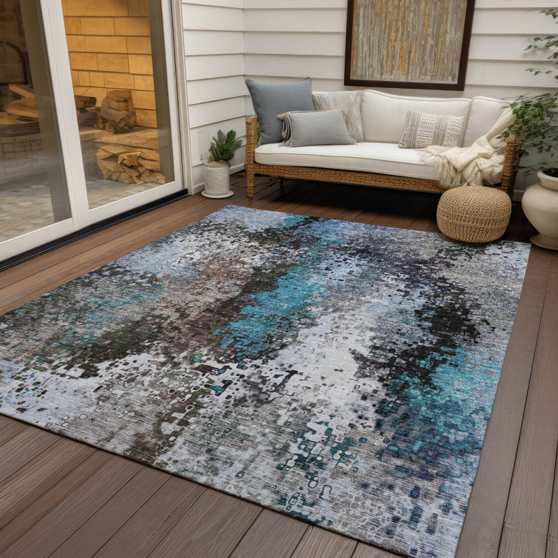 Machine Washable Indoor/Outdoor Layton ACN2242 Abstract Rug, Rectangle 10' x 14'