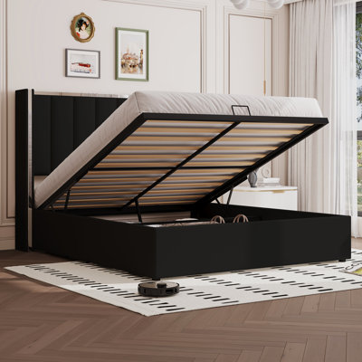 Modern Upholstered Storage Bed With Hydraulic Lift-Up Storage