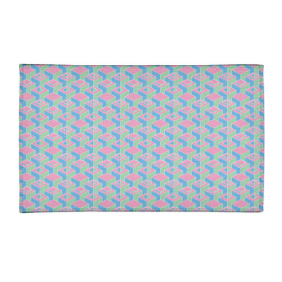 Tapis rose/vert/bleu zone skyscrapers