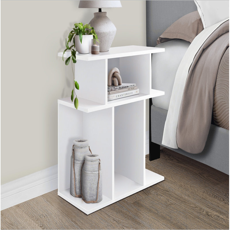 Table d'appoint, table d'appoint, table de bout, table de chevet, lampe, salon, chambre à coucher, Blanc, Blanc