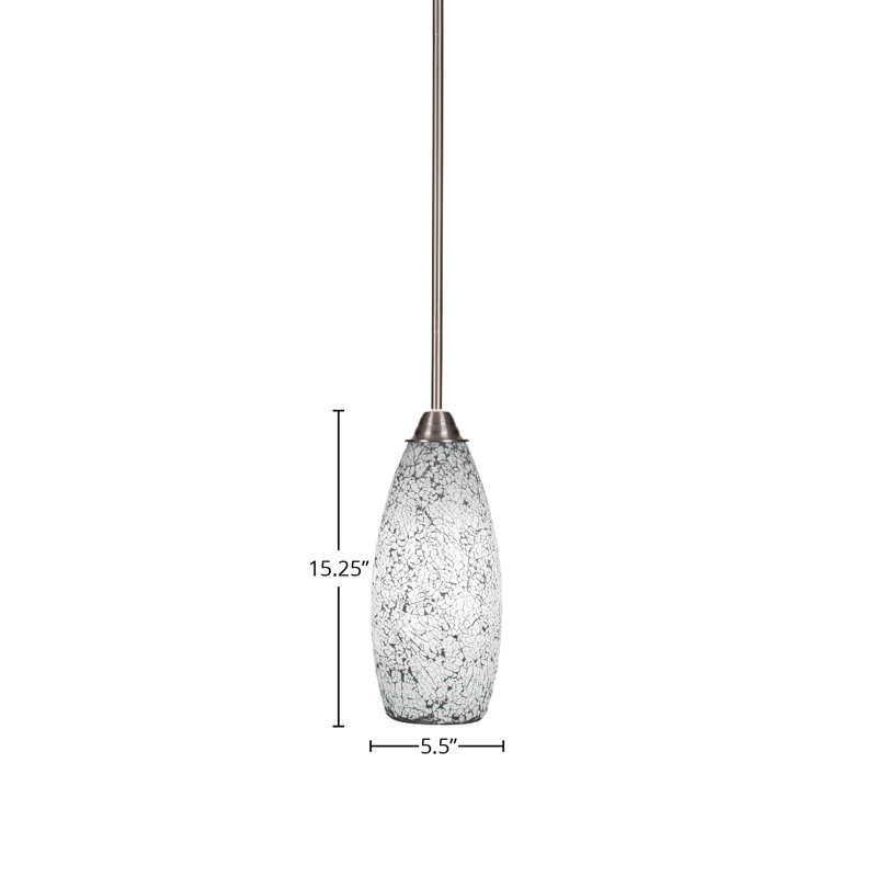 Luminaire suspendu en acier inoxydable, H 15,25 po x l 5,5 po x P 5,5 po, Argent argent, Noir / blanc