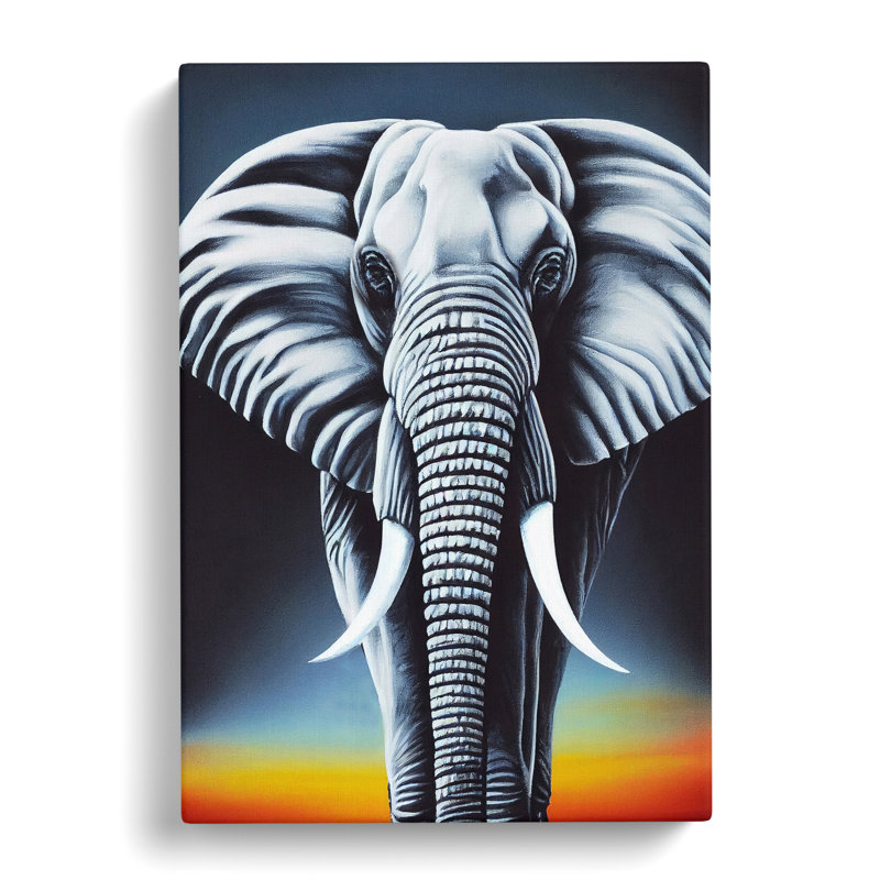 Elephant At Sunset - Wrapped Canvas, 60cm H x 40cm W x 3cm D